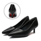 Women's Pointed Toe Black Leather Professional Work Flats
