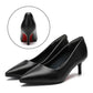 Women's Pointed Toe Black Leather Professional Work Flats
