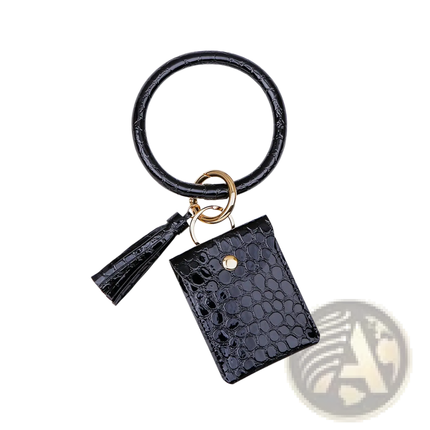 Leather Wristlet Keychain Card Holder with Tassel