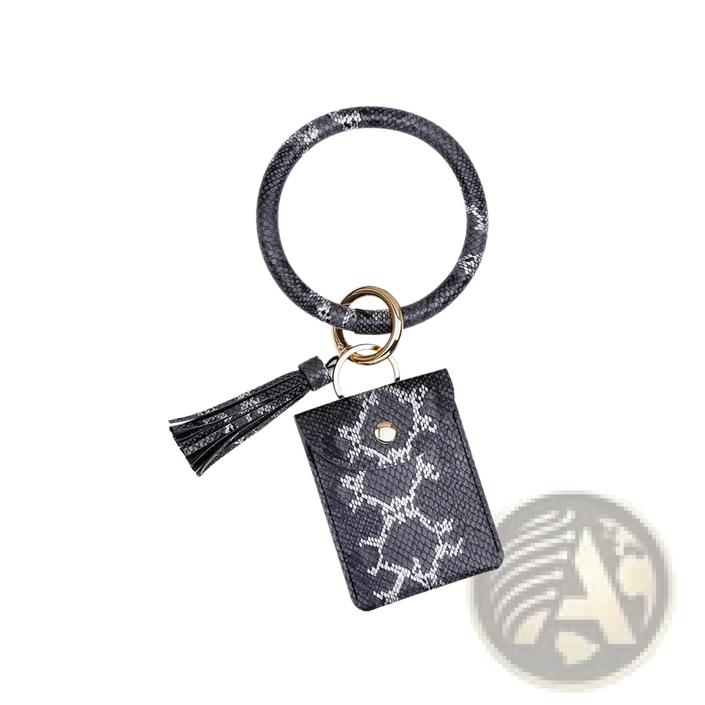 Leather Wristlet Keychain Card Holder with Tassel