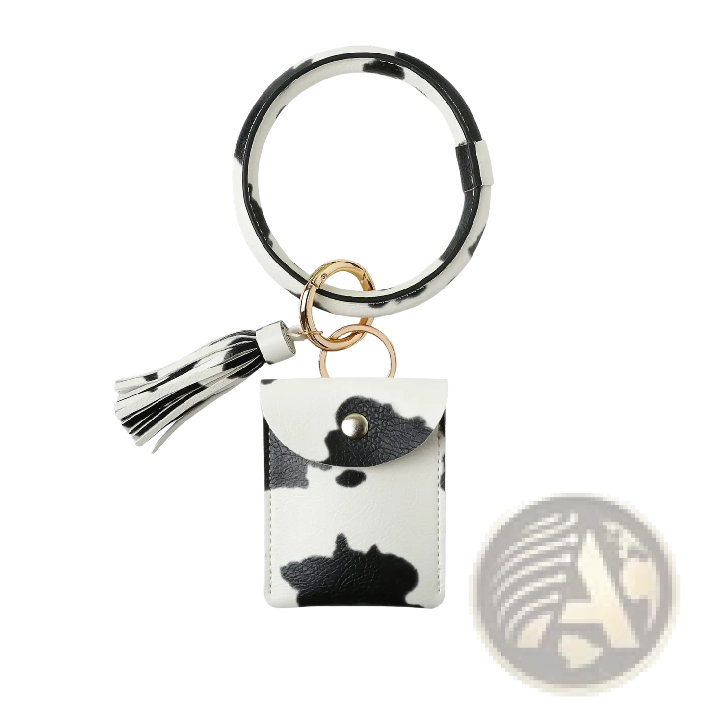 Leather Wristlet Keychain Card Holder with Tassel