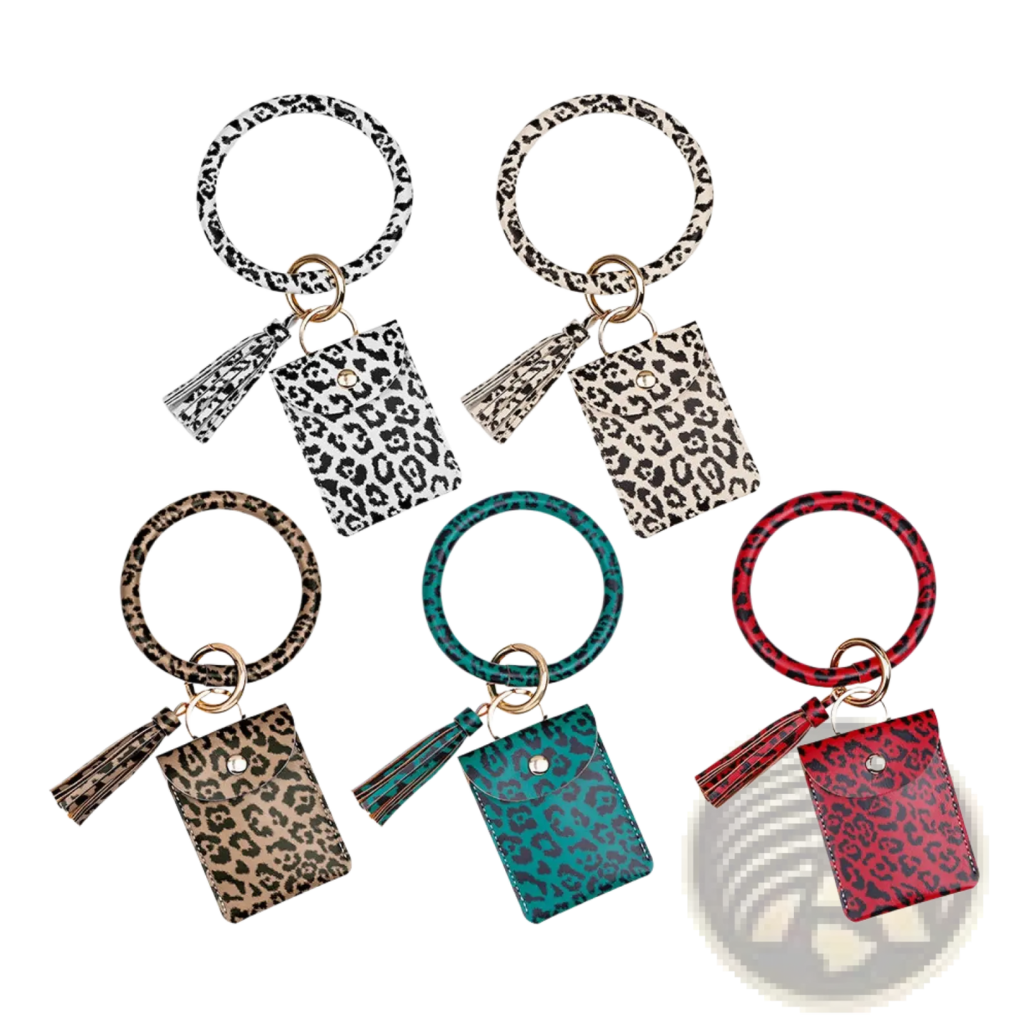 Leather Wristlet Keychain Card Holder with Tassel