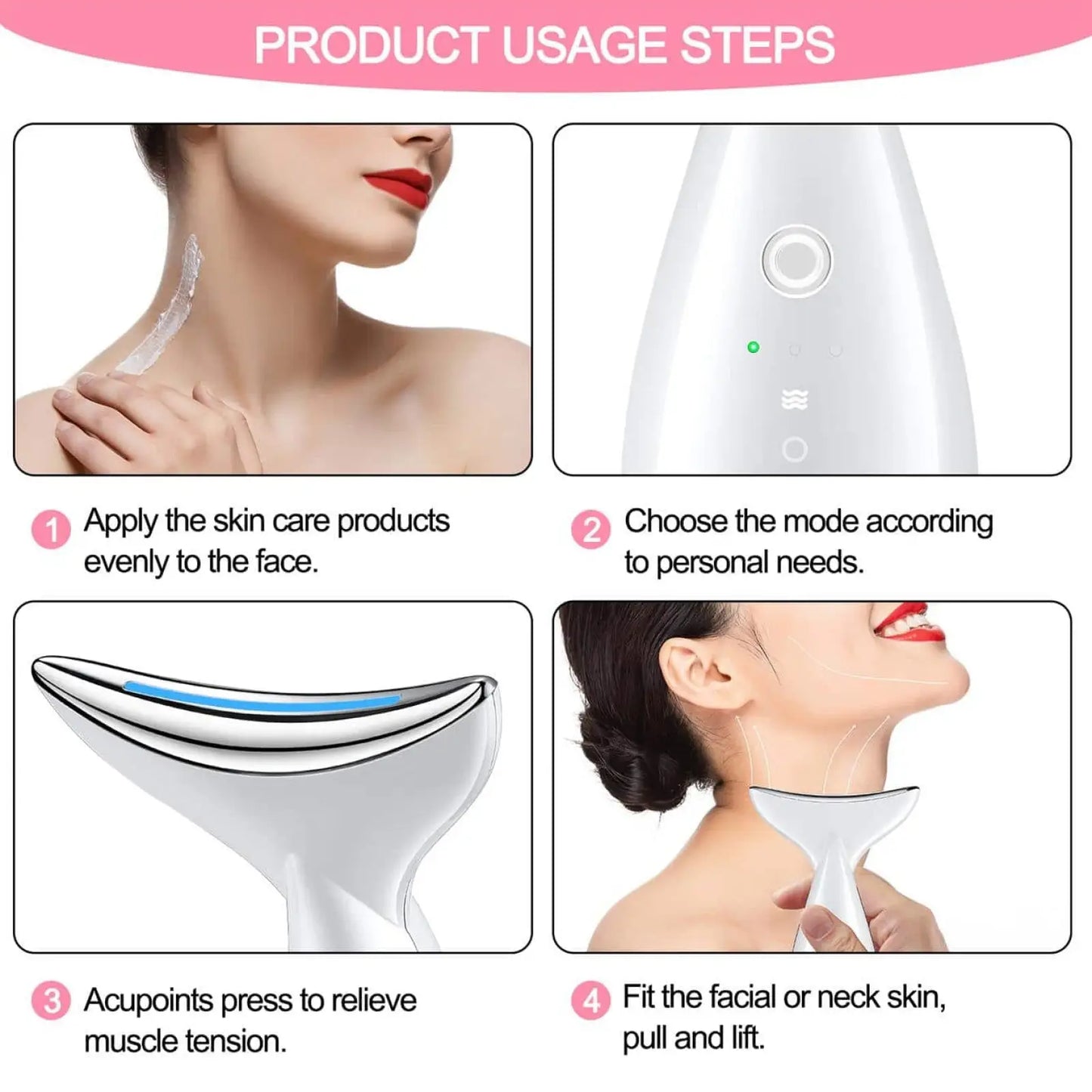 Led Face and Neck Tightening Massager for Wrinkle Removal
