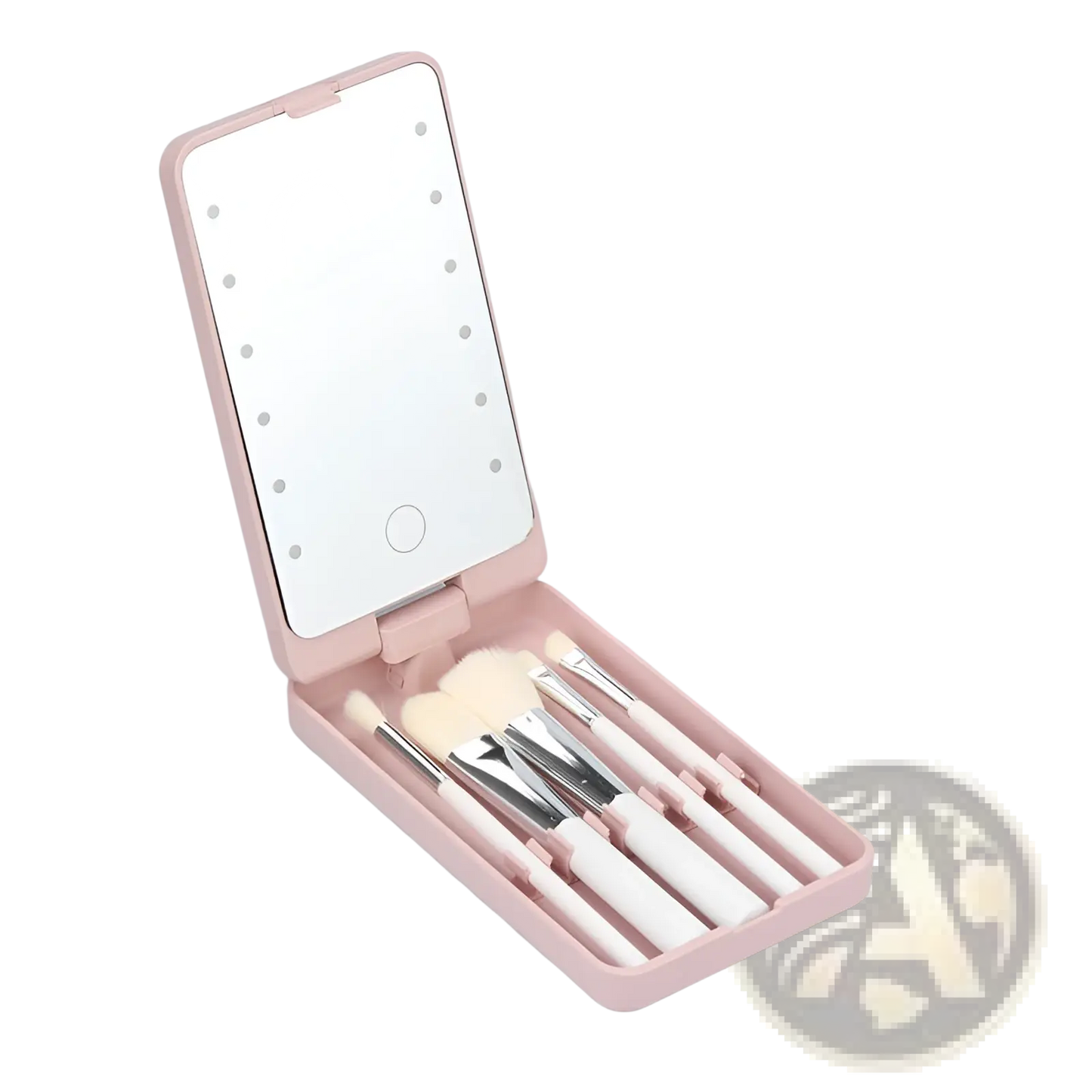 Led Makeup Mirror with Folding Brush Set Case