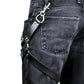 Adjustable Black Leather Hip Harness with Silver Hardware