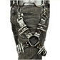 Adjustable Black Leather Hip Harness with Silver Hardware
