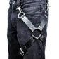 Adjustable Black Leather Hip Harness with Silver Hardware