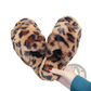 Leopard Fuzzy Cross Strap Plush House Slippers
