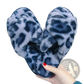 Leopard Fuzzy Cross Strap Plush House Slippers