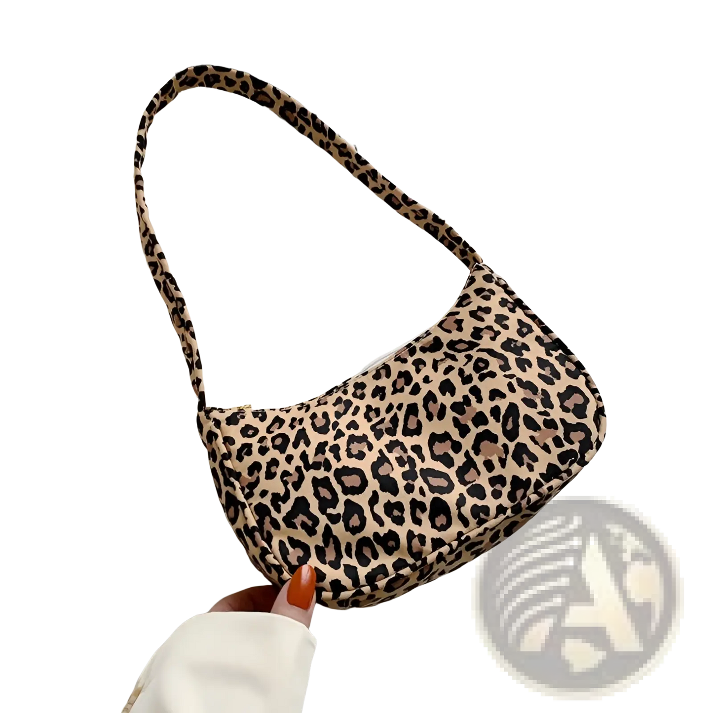 Leopard Print and Checkered Nylon Underarm Bag