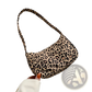 Leopard Print and Checkered Nylon Underarm Bag