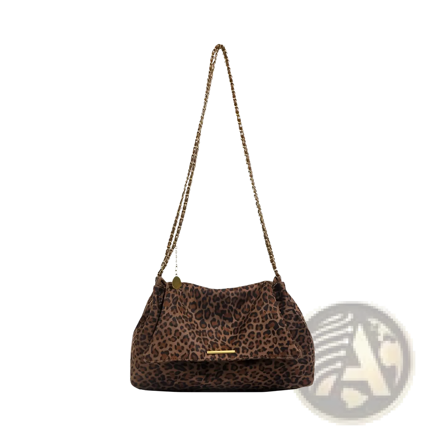 Leopard Print Crossbody Bag with Gold Chain Strap