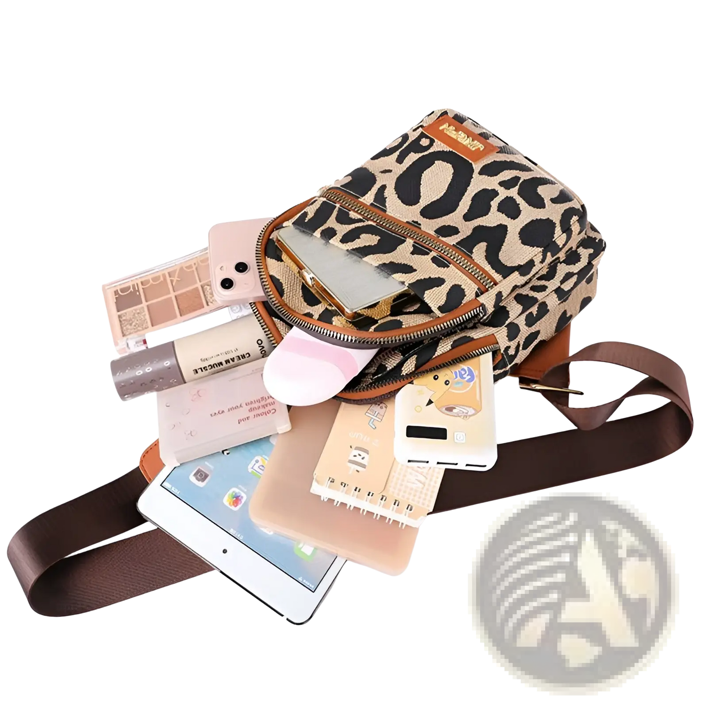 Leopard Print Crossbody Bag with Headphone Jack