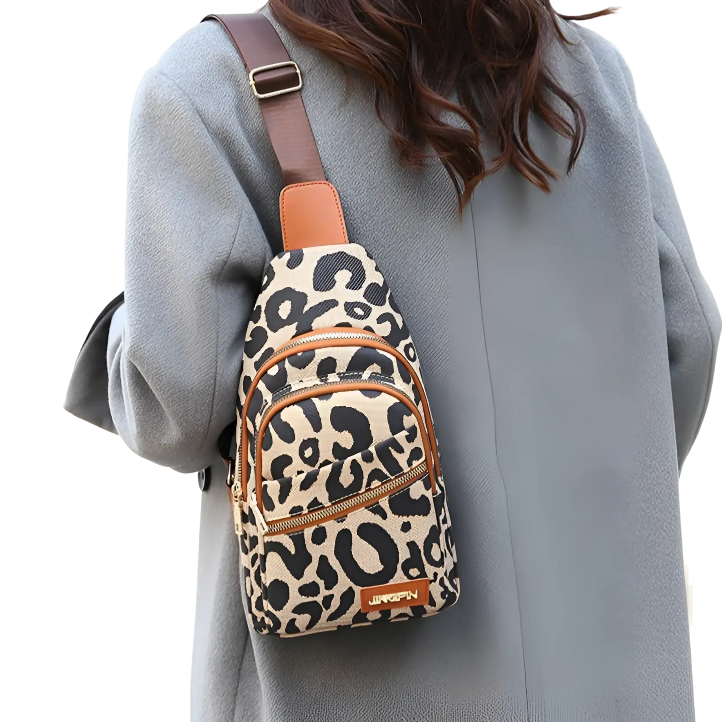 Leopard Print Crossbody Bag with Headphone Jack