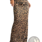Leopard Print High Waisted Side Slit Maxi Skirt