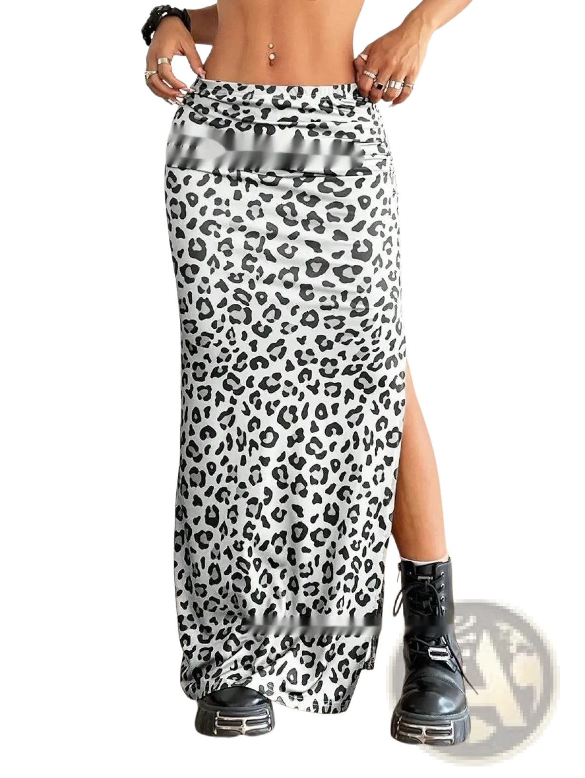 Leopard Print High Waisted Side Slit Maxi Skirt