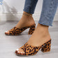 Leopard Square Toe Chunky Heel Sandals