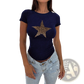 Leopard Star Slim Fit Short Sleeve Crop Top