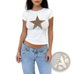 Leopard Star Slim Fit Short Sleeve Crop Top