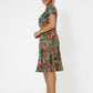 Leota Women's Sweetheart Flutter Sleeve Dress Multi