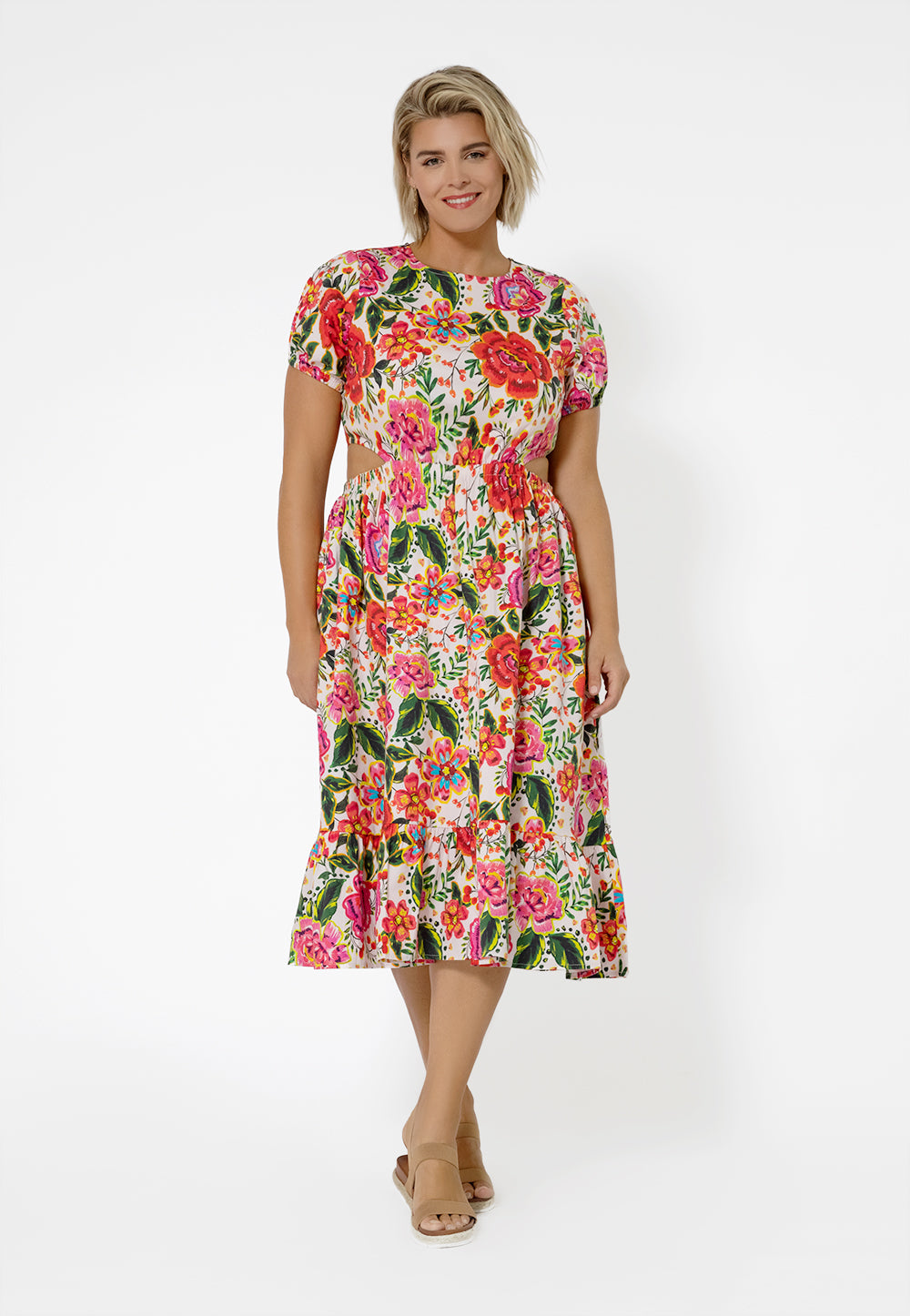 Leota Women's Tiered Ruffle Michelle Dress Orange