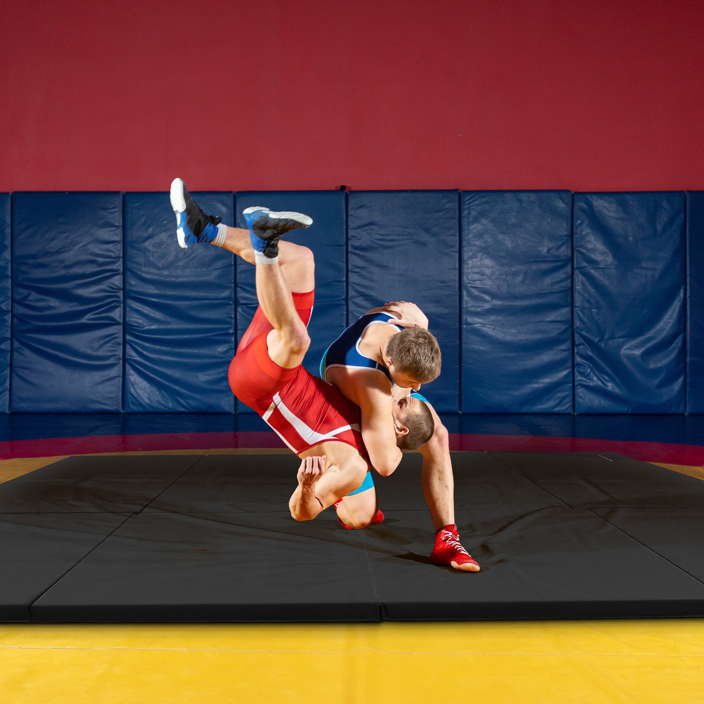 बैलेंसफ़्रॉम फिटनेस 120 x 48" ऑल पर्पज़ फोल्डिंग जिमनास्टिक्स एक्सरसाइज़ मैट, ब्लैक