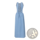 Light Blue Denim Square Neck Maxi Dress with Side Slit