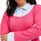 Tommy Hilfiger Women's Plus Size Layered-Look Shirt Bright Pink Size 3X