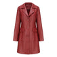Women's Double Breasted Long Faux Leather Trench Coat