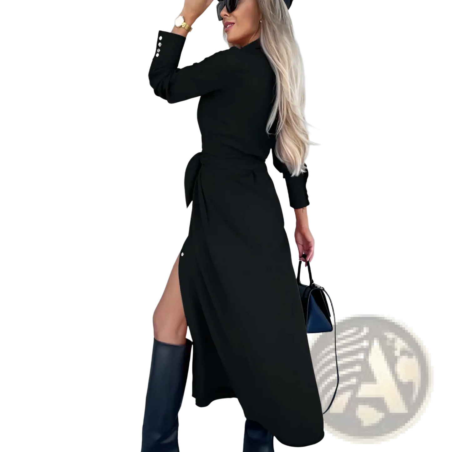 Long Sleeve Belted Maxi Cardigan Dress with Waist Tie