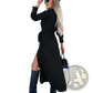 Long Sleeve Belted Maxi Cardigan Dress with Waist Tie