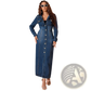 Long Sleeve Button Front Denim Maxi Cardigan Dress