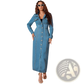 Long Sleeve Button Front Denim Maxi Cardigan Dress