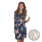 Long Sleeve Floral A-line High Waist Midi Dress
