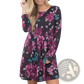 Long Sleeve Floral A-line High Waist Midi Dress