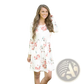 Long Sleeve Floral A-line High Waist Midi Dress
