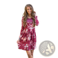 Long Sleeve Floral A-line High Waist Midi Dress