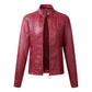 Women's Cropped Faux Leather Moto Jacket with Fleece Lining