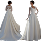 Long Sleeve v Neck Lace Back Ivory Wedding Dress