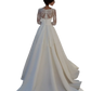 Long Sleeve v Neck Lace Back Ivory Wedding Dress