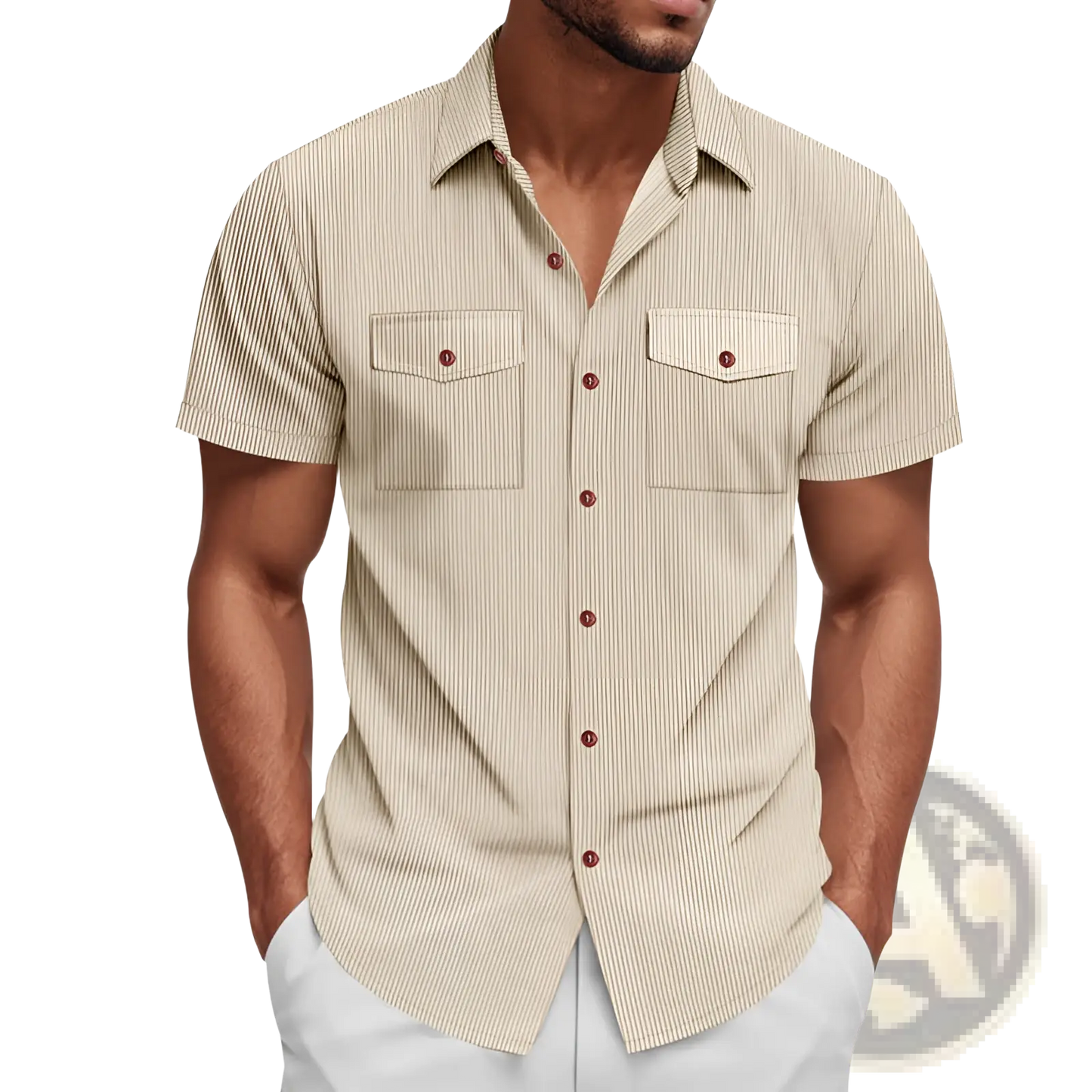 Loose Corduroy Short Sleeve Workwear Shirt