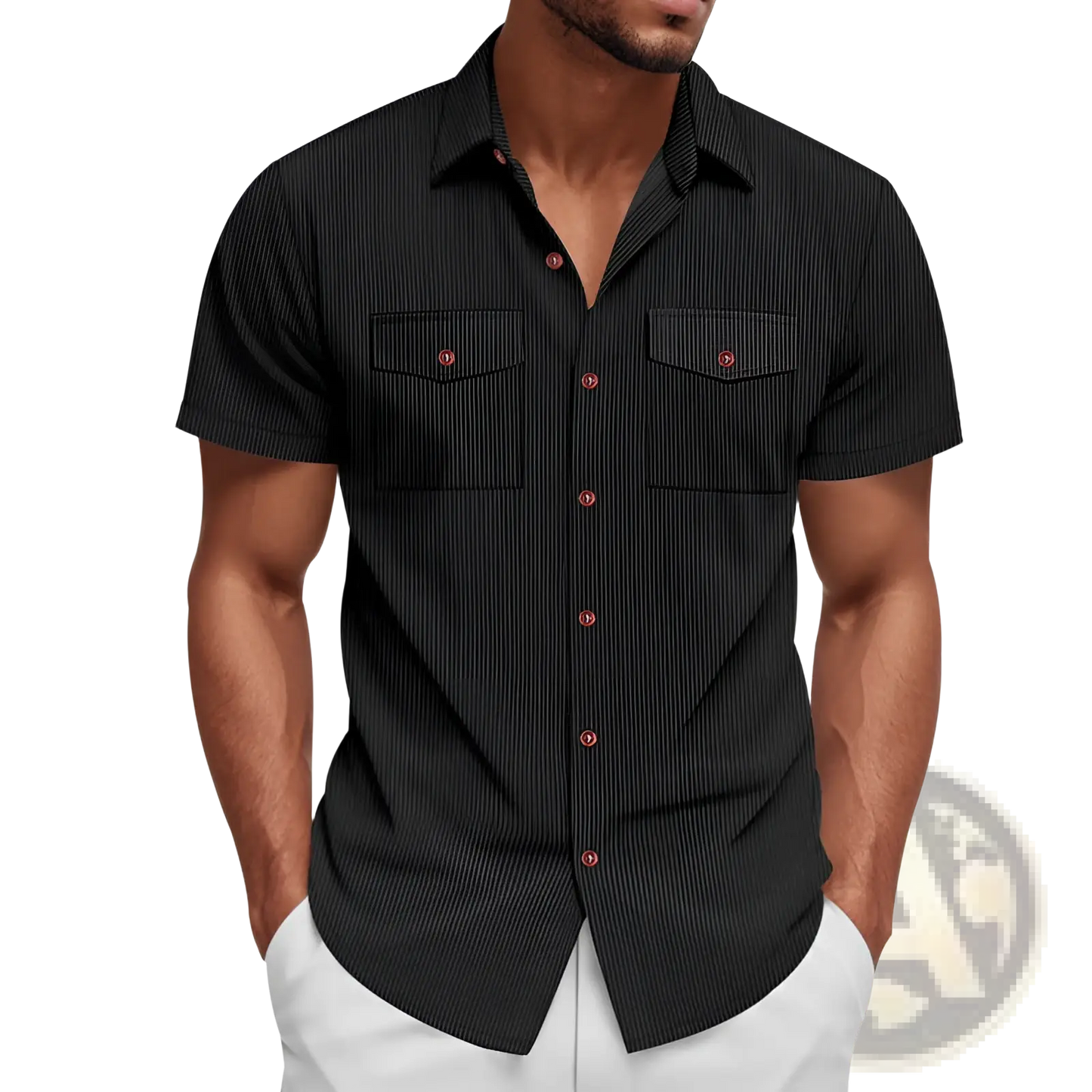 Loose Corduroy Short Sleeve Workwear Shirt