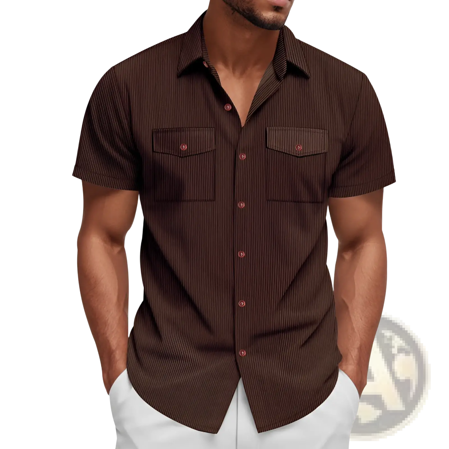 Loose Corduroy Short Sleeve Workwear Shirt