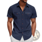 Loose Corduroy Short Sleeve Workwear Shirt