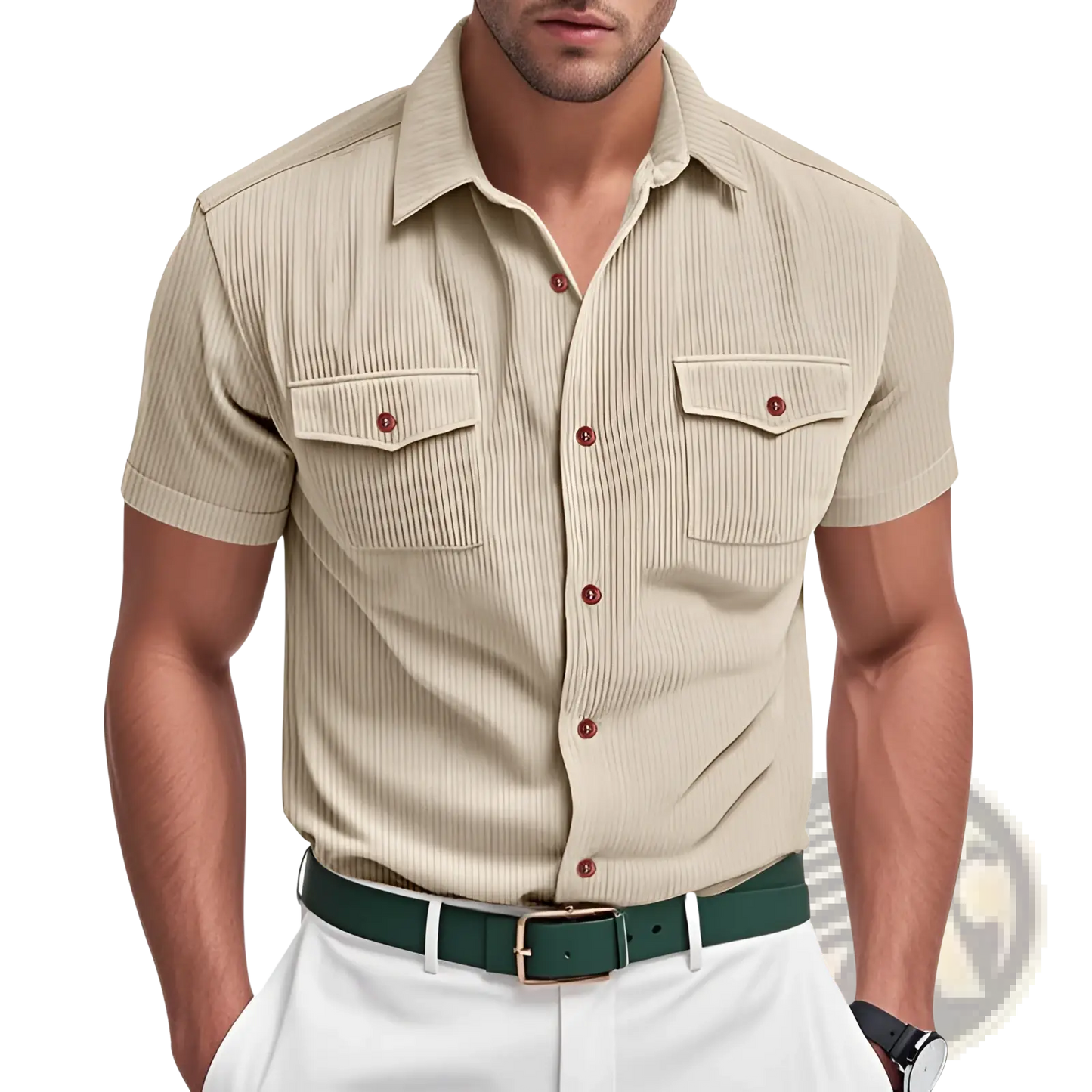 Loose Corduroy Short Sleeve Workwear Shirt