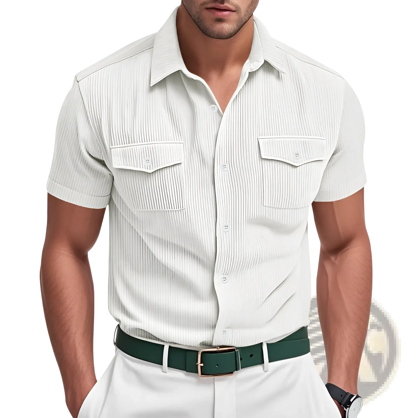 Loose Corduroy Short Sleeve Workwear Shirt
