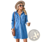 Loose Long Sleeve Denim A-line Shirt Dress