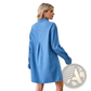 Loose Long Sleeve Denim A-line Shirt Dress