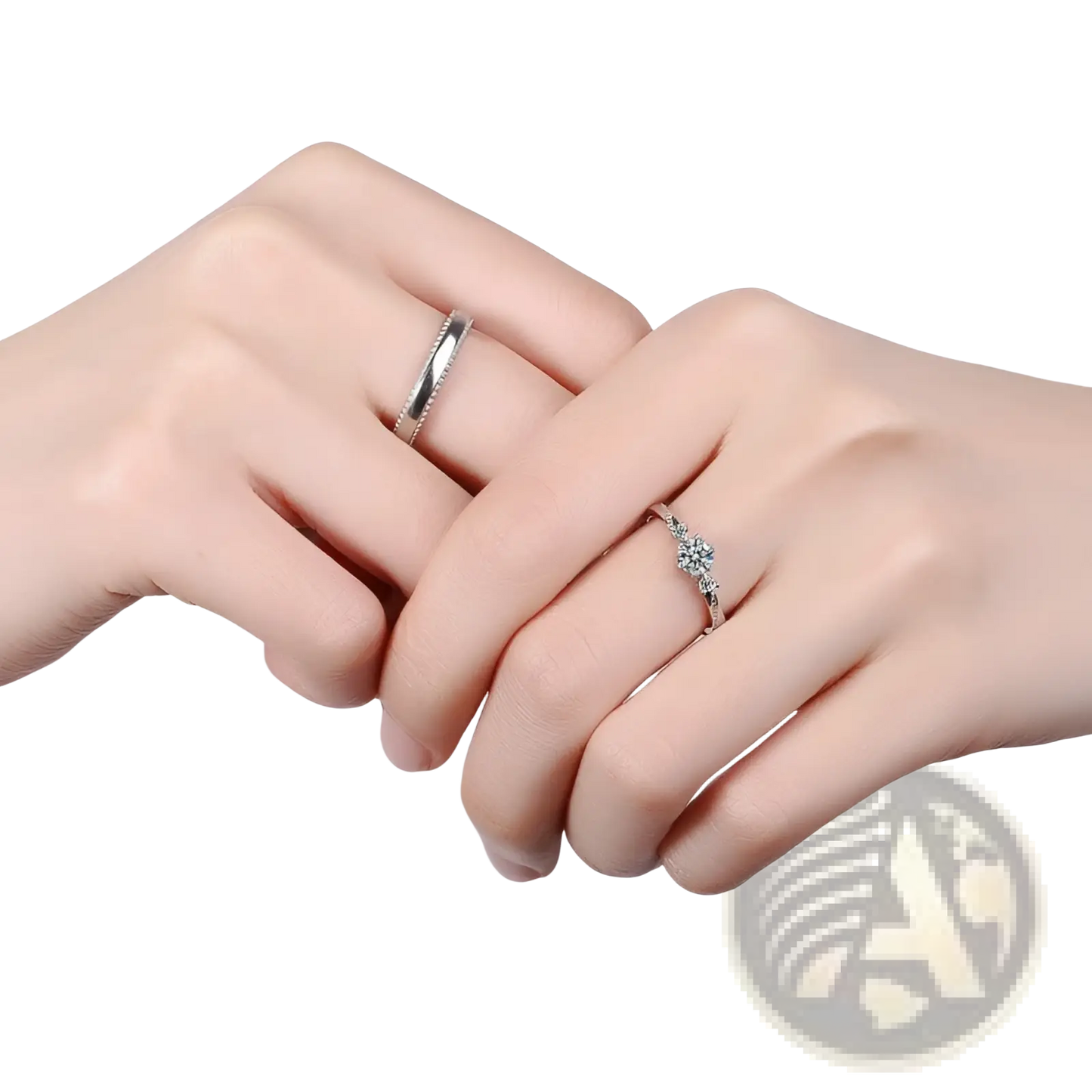 Love at First Sight Diamond Sterling Silver Couple Rings