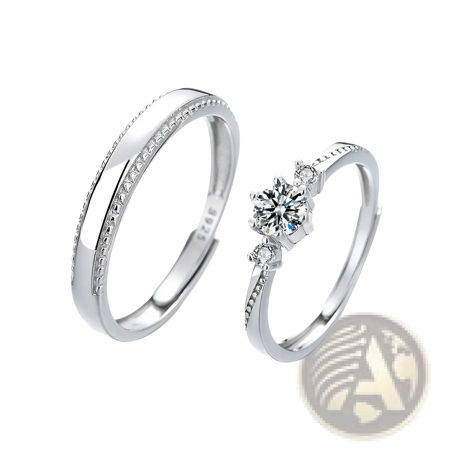 Love at First Sight Diamond Sterling Silver Couple Rings